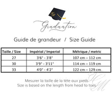 Load image into Gallery viewer, Guide de mesure ensemble de souvenir de graduation pour enfant - TGM Graduation
